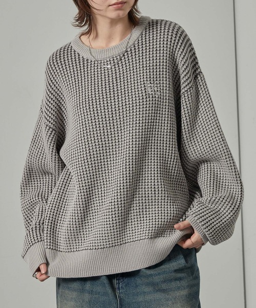 セーター ニット 「Alfred Alex」ワンポイントロゴ刺繍オーバーサイズ 