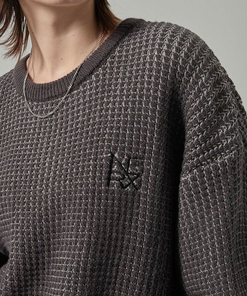 セーター ニット 「Alfred Alex」ワンポイントロゴ刺繍オーバーサイズ