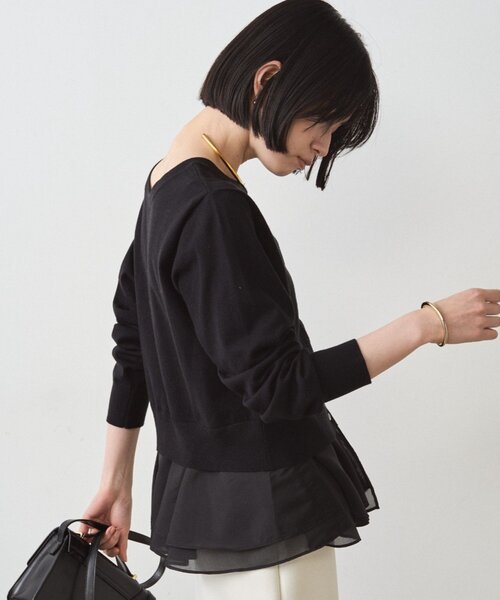 Loungedress（ラウンジドレス） カーディガン ペプラムニットカーデ