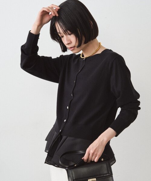 Loungedress（ラウンジドレス） カーディガン ペプラムニットカーデ