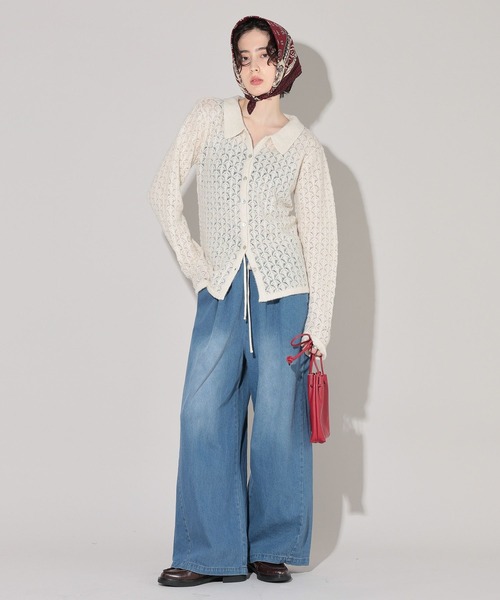 「GEORGE'S」 ニットカーディガン MEDIUM オフホワイト レディース_画像3