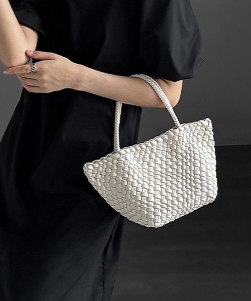 ハンドバッグ 編み込みデザインハンドバッグ×ミニバッグ付き