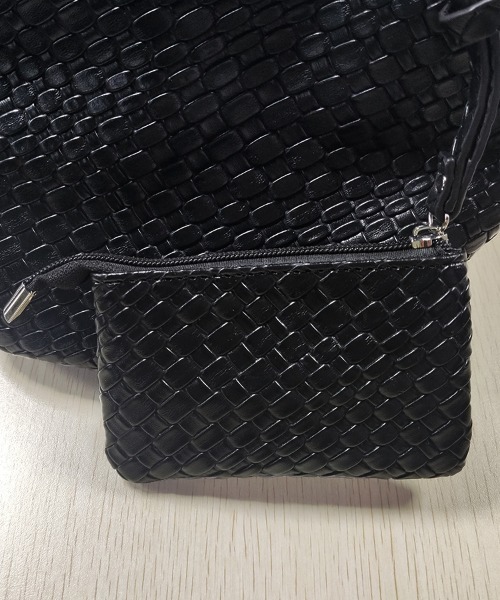 編み込みデザイン ハンドバッグ ハンドバッグ 編み込みデザインハンドバッグ×ミニバッグ付き