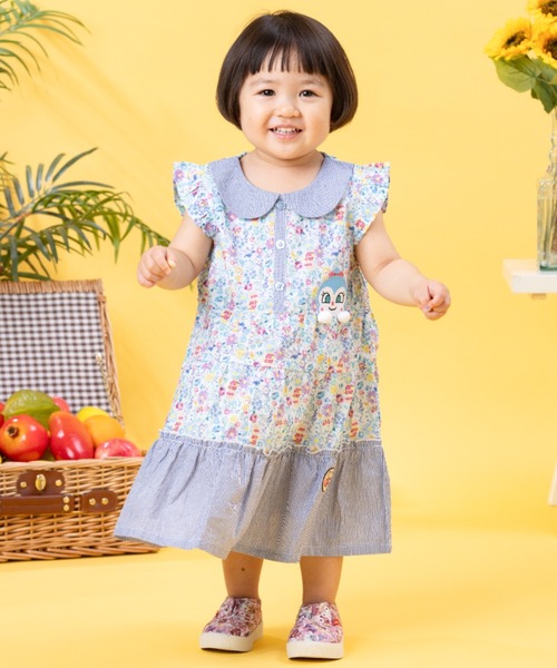 ワンピース ひょっこりアップリケワンピース キッズ 子供服 女の子の画像