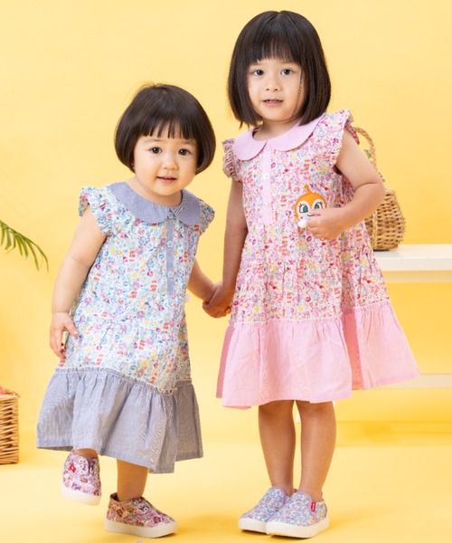 ワンピース ひょっこりアップリケワンピース キッズ 子供服 女の子の画像