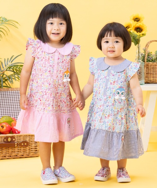 ワンピース ひょっこりアップリケワンピース キッズ 子供服 女の子の画像