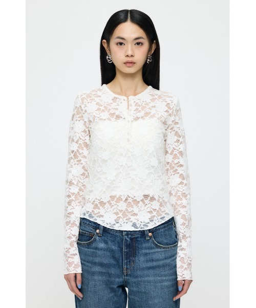 MOUSSY（マウジー） ヘンリーネック tシャツ 「26年SS新作」LACE HENRY