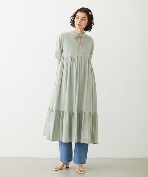 MILKFED.（ミルクフェド） ワンピース 半袖 TIERED LONG DRESS 