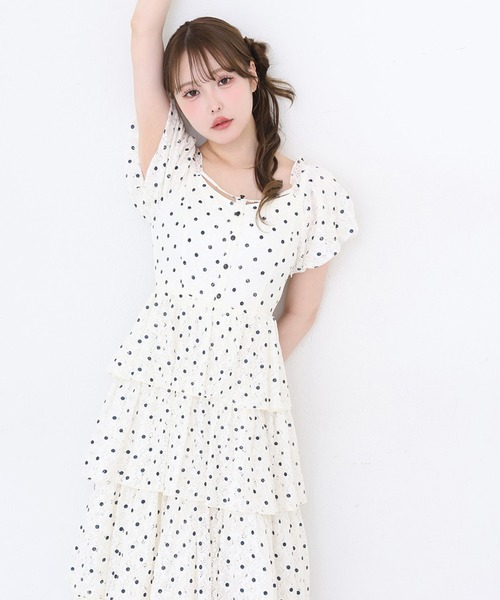 one after another NICE CLAUP ワンピース 半袖 「Black Ribbon
