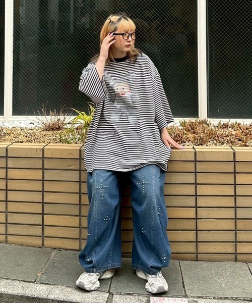 新品　candy stripper デニムパンツ Candy Stripper（キャンディーストリッパー） ワイドパンツ ジーンズ