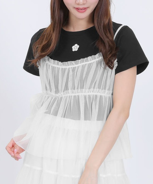 ⭐️タグ付き新品⭐️定価約2万円♡familiar 夏のお出かけチュール袖T MARY QUANT（マリークヮント） tシャツ 半袖 マリークワント チュール