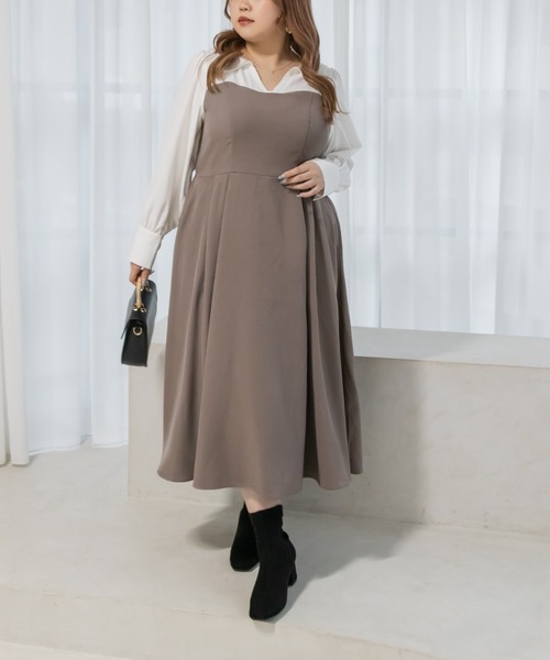 「CLETTE」 シャツワンピース 4L チャコールグレー レディース_画像3