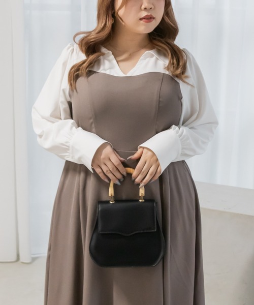「CLETTE」 シャツワンピース 4L チャコールグレー レディース_画像4