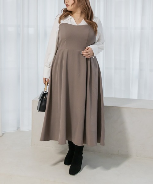 「CLETTE」 シャツワンピース 4L チャコールグレー レディース_画像6