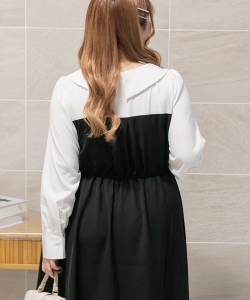 「CLETTE」 シャツワンピース 4L チャコールグレー レディース_画像8