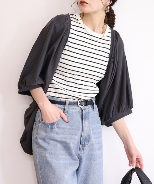 atONE（アットワン） カーディガン 夏 半袖 ドルマンボレロ半袖カット 