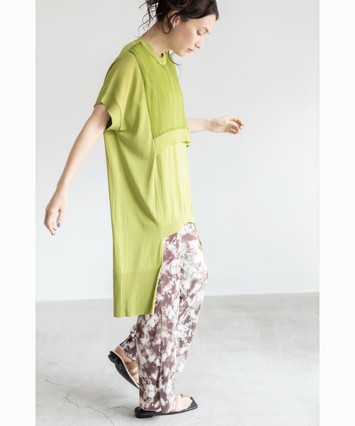 「OSMOSIS」 半袖ニット ONE SIZE ライトグリーン レディース_画像3