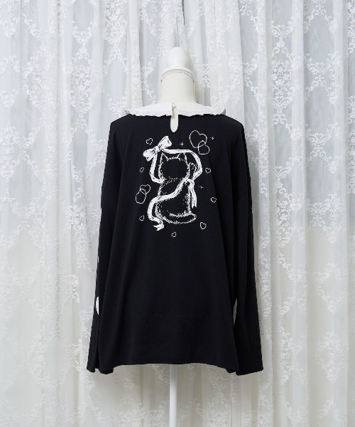 nyanme めるてぃにゃんてぃー ブラック×ホワイト nyanMe tシャツ めるてぃにゃんてぃー レディース メンズ : ZOZOTOWN