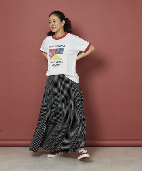 「Freada」 半袖Tシャツ フリ- レッド レディース_画像6
