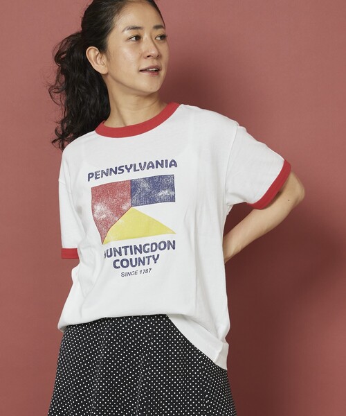 「Freada」 半袖Tシャツ フリ- レッド レディース_画像8