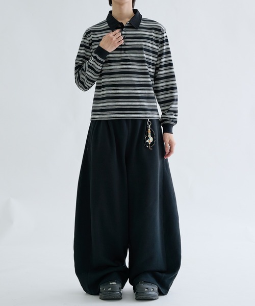 「EPNK」 長袖ポロシャツ MEDIUM ブラック メンズ_画像4