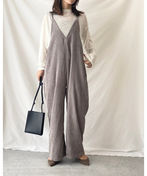 She's Closet サロペット オーバーオール 深Vネックコーデュロイ