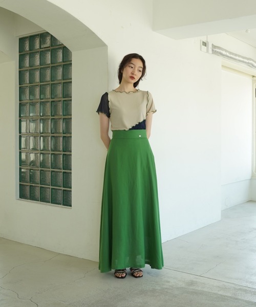 TINA JOJUN スカート TINA：JOJUN スカート レーヨン麻 フレアロングスカート