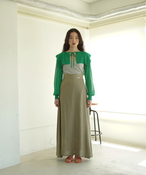 TINA JOJUN スカート TINA：JOJUN スカート レーヨン麻 フレアロングスカート