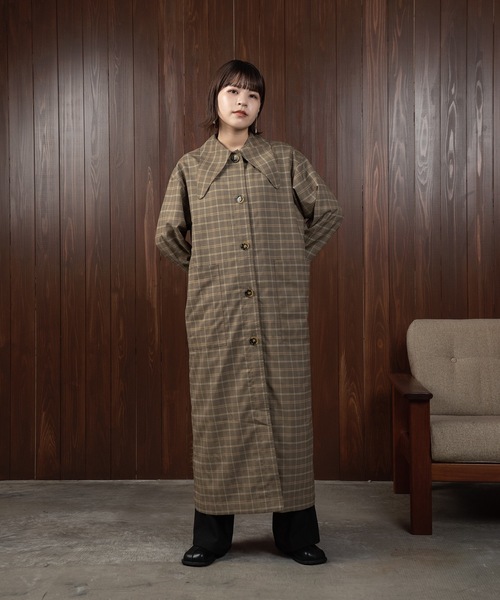 lawgy ダウン ダウンジャケット big collar check coat / ビッグ