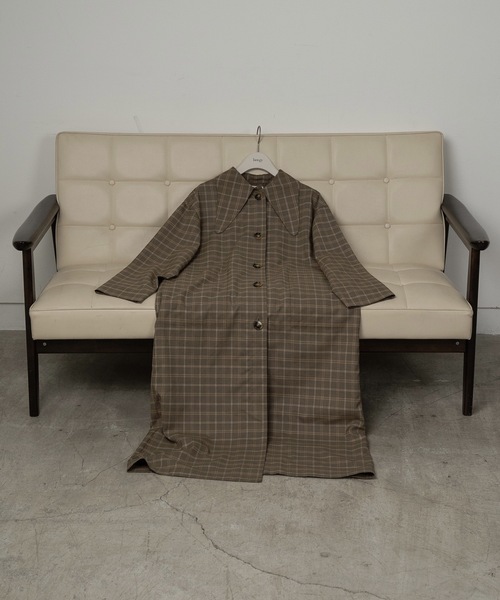 lawgy ダウン ダウンジャケット big collar check coat / ビッグ