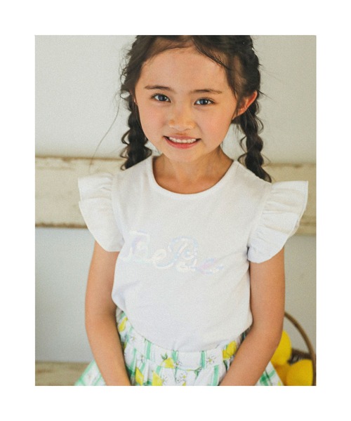 BeBe 150サイズ　 女の子 楽天市場】BeBe（べべ）シルバー スパンコール ロゴ フリル袖 T