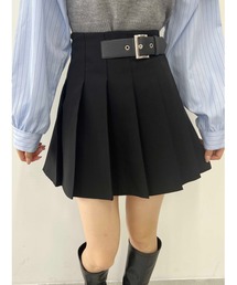 雑誌掲載【 PRADA 】ベルト付 プリーツラッシュステッチスカート 新作【PRADA】ベルト付 ラッシュステッチ プリーツスカート