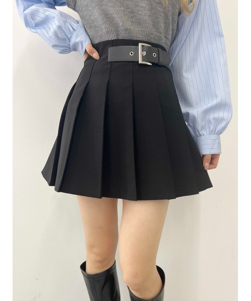 【THEAIRTOWN】ウェスタンベルトプリーツスカート♡ スカート 「PHILLY」ベルトデザインプリーツスカート : ZOZOTOWN