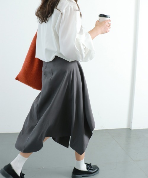 スカート プリント アシンメトリー Aライン ロング丈 韓国系 miniministore アシンメトリー スカート Aライン 韓国 -靴