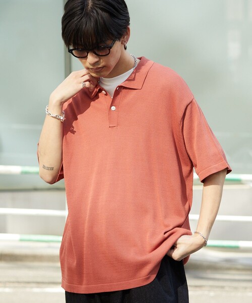 A.P.C. ニットポロシャツ 2 レーヨン リネン ベージュ 無地 半袖 セール】オフィニット ニットポロシャツ 半袖 ウォッシャブル 綿