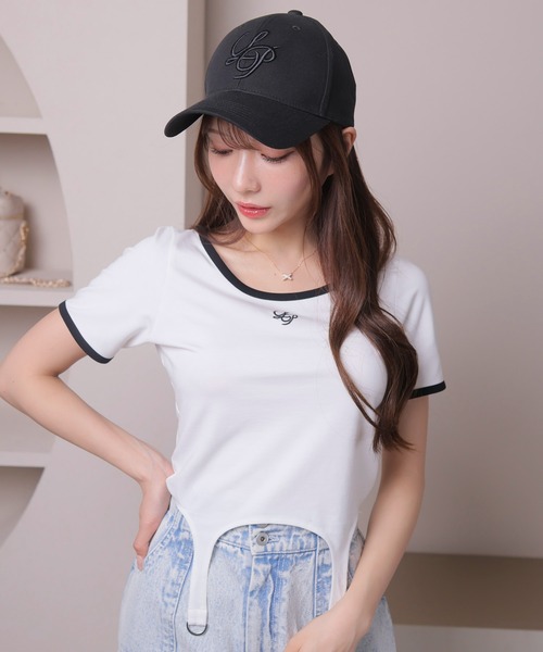 LIP SERVICE tシャツ クロップドガーターカットトップス