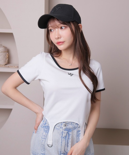 LIP SERVICE tシャツ クロップドガーターカットトップス
