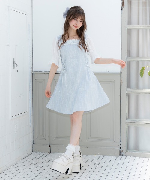 レースアップスウェットワンピース BUBBLES】レースアップスウェットワンピース | sparkling mall