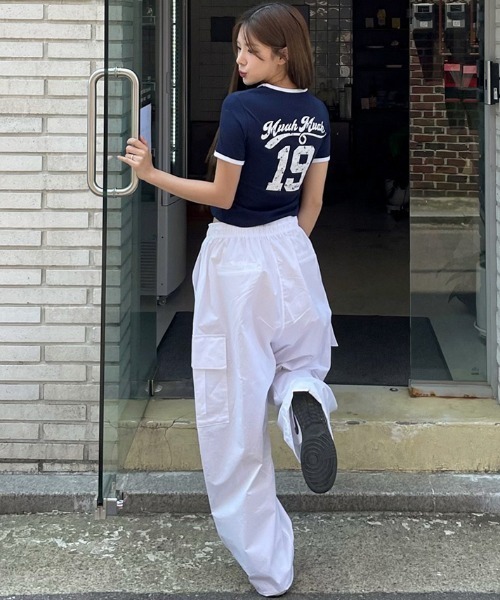 muahmuah★大人気★ワイドカーゴストリングパンツ_3色 A'GEM/9 × .kom『muah muah/ムーアムーア』MUAH COOLING CARCO