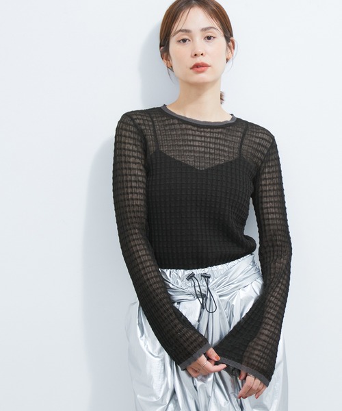 「LE CERCLE par rope'」 長袖ニット FREE ブラック系その他 レディース LE CERCLE par rope' ニット セーター 袖バイカラーニット