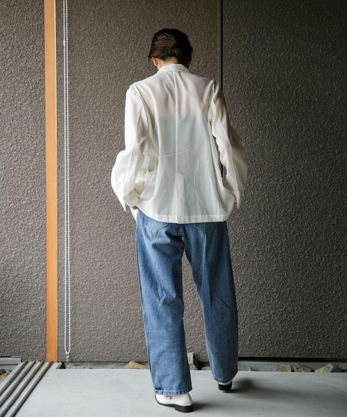 デニム・ジーパン +5cm Ivory Denim Pants (6051) Unisex washed star embroidery DENIM PANTS jeans Pants ユニ