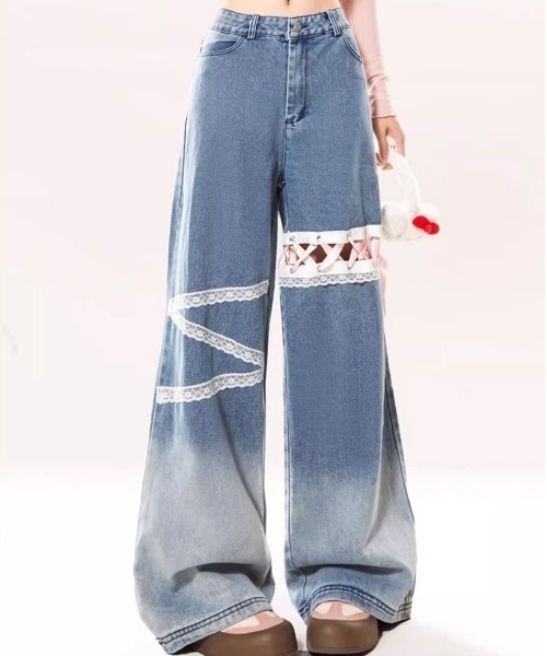Peach Candy 様　新品未使用　バックリボン付きハイウエストデニムパンツ gossip!ロサンゼルス ジーンズ デニム デニムパンツ 「サイズあり
