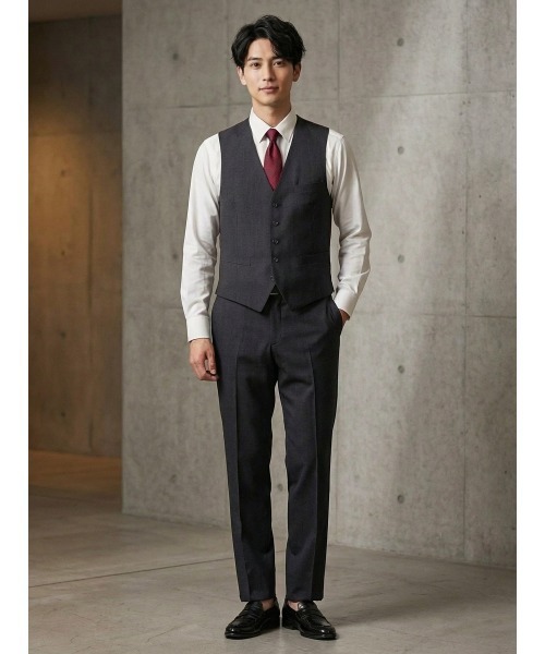 【使用1回】Perfect Suit スーツ上下セット ベスト ネクタイ付き Perfect Suit FActory（パーフェクト スーツ ファクトリー