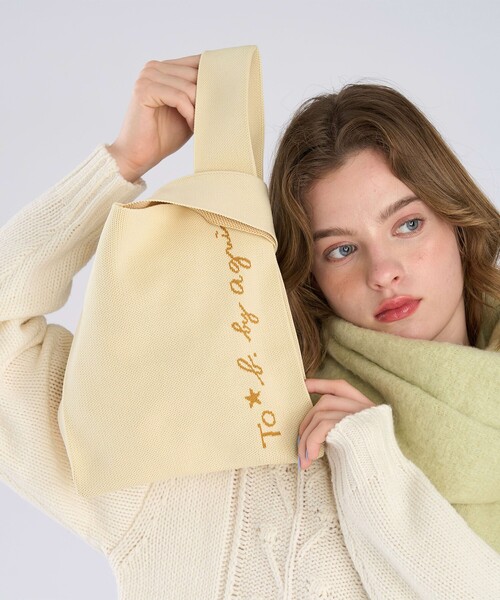 To b. by agnes トートバッグ ニット ロゴ レディース : ZOZOTOWN