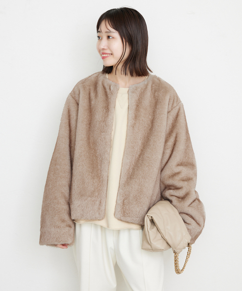 SLOBE IENA Mink Fake fur Coat ベージュ SLOBE IENA Mink Fake fur Coat ベージュ SLOBE IENA Mink Fake