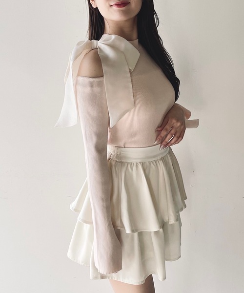 NOMAE ニット セーター ワンショルダーオープンリボンニット