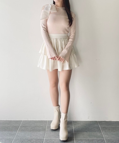 NOMAE ニット セーター ワンショルダーオープンリボンニット