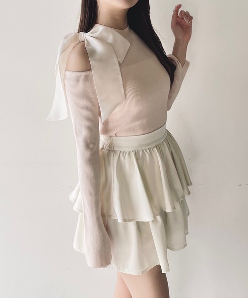 NOMAE ニット セーター ワンショルダーオープンリボンニット