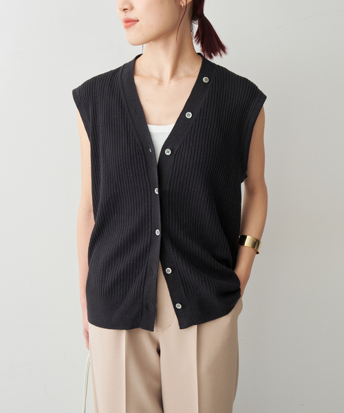 美品【SPICK AND SPAN】F 麻100％ ストライプ五分袖カットソー アメカジファッション｜5分/7分袖シャツ｜HEATH.INDUSTRIAL