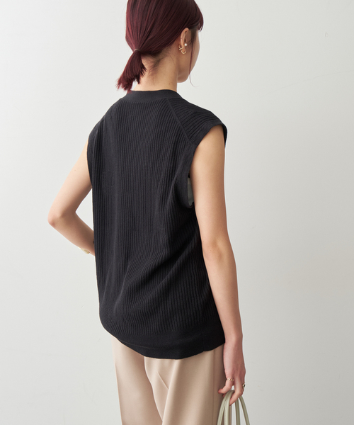 Spick＆Span ベスト ジレ リネンコットンリブニットベスト